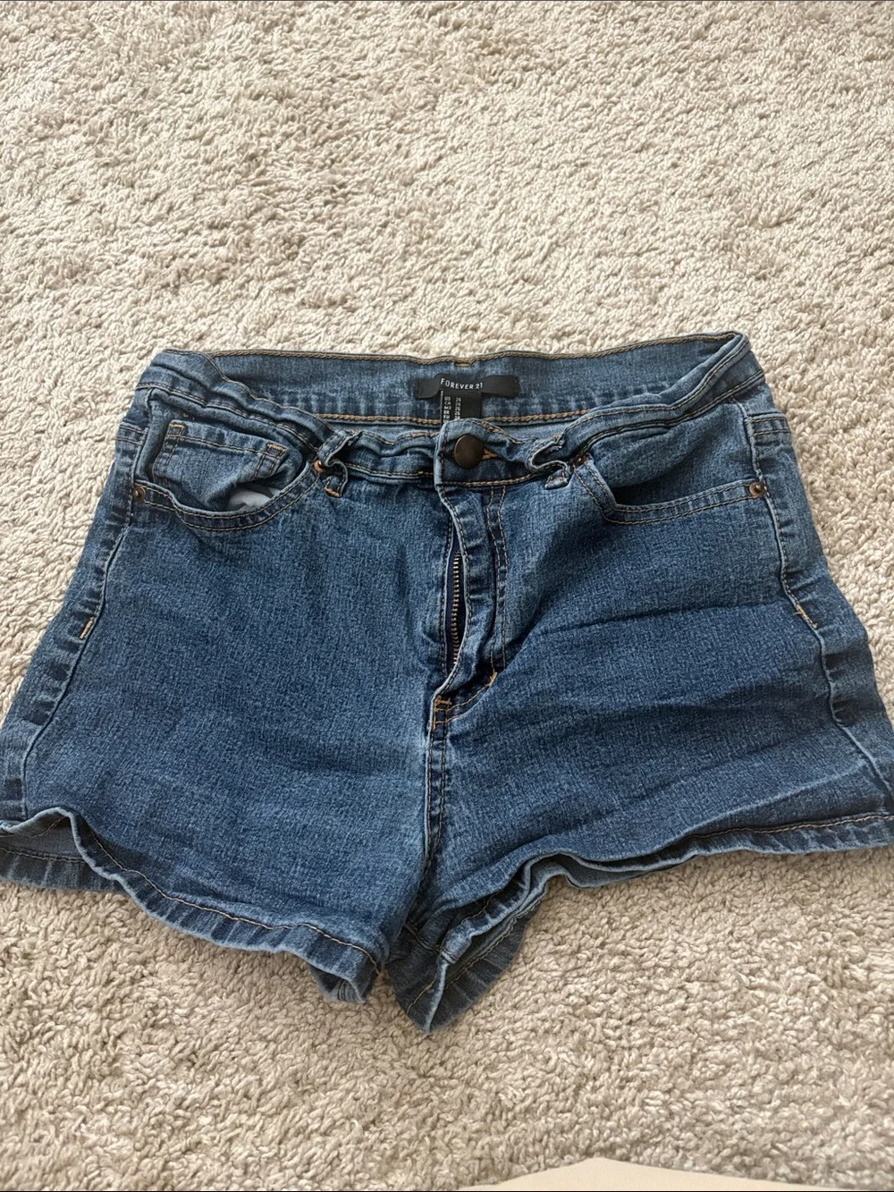 Forever 21 Dark Blue Denim High-Waist Women's Shorts
